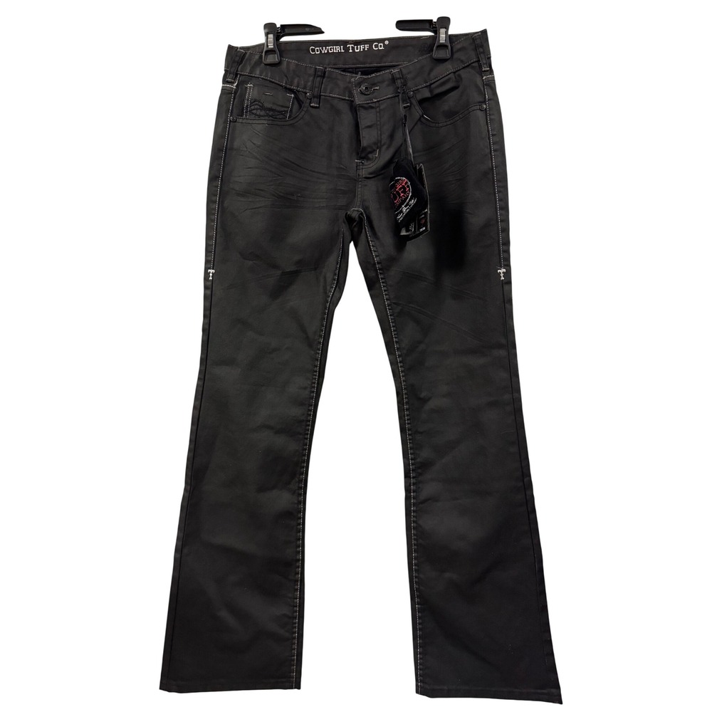 Cowgirl Tuff Co Womens Black Bootcut Jeans Embellished Pocket Western Size 31x33